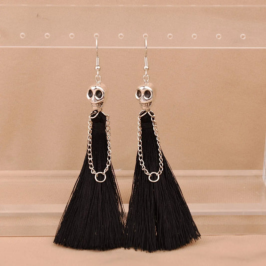 Skeleton Drop Earrings Creative Ethnic Long Tassel Skull Dangle Earring