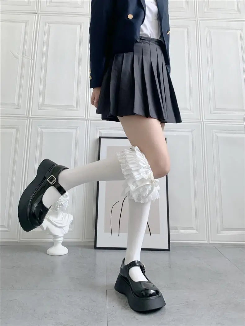 Lace Stockings Bow Knot Stockings Ruffle Long Socks