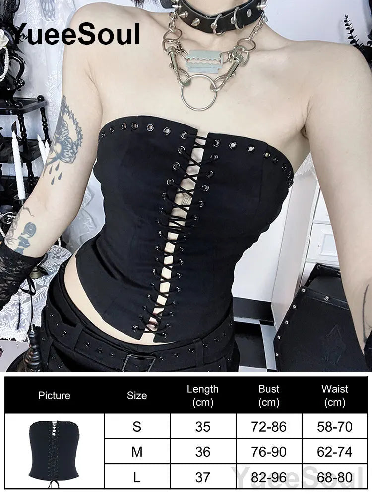 Gothic Lace Mesh Crop Spaghetti Strap Tops