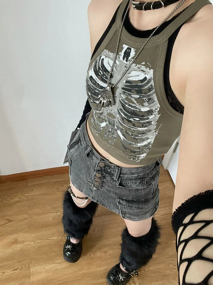 Cyber Retro X-ray Skeleton Crop