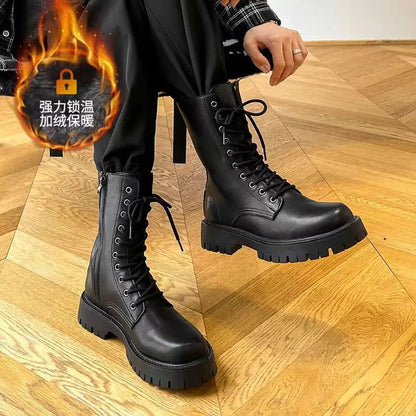 Men's Genuine Leather Motorcycle Boots High-top