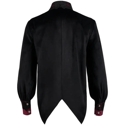Mens Black Ruffled Pirate Shirts Vampire Renaissance Victorian Steampunk Gothic Medieval Long Sleeve