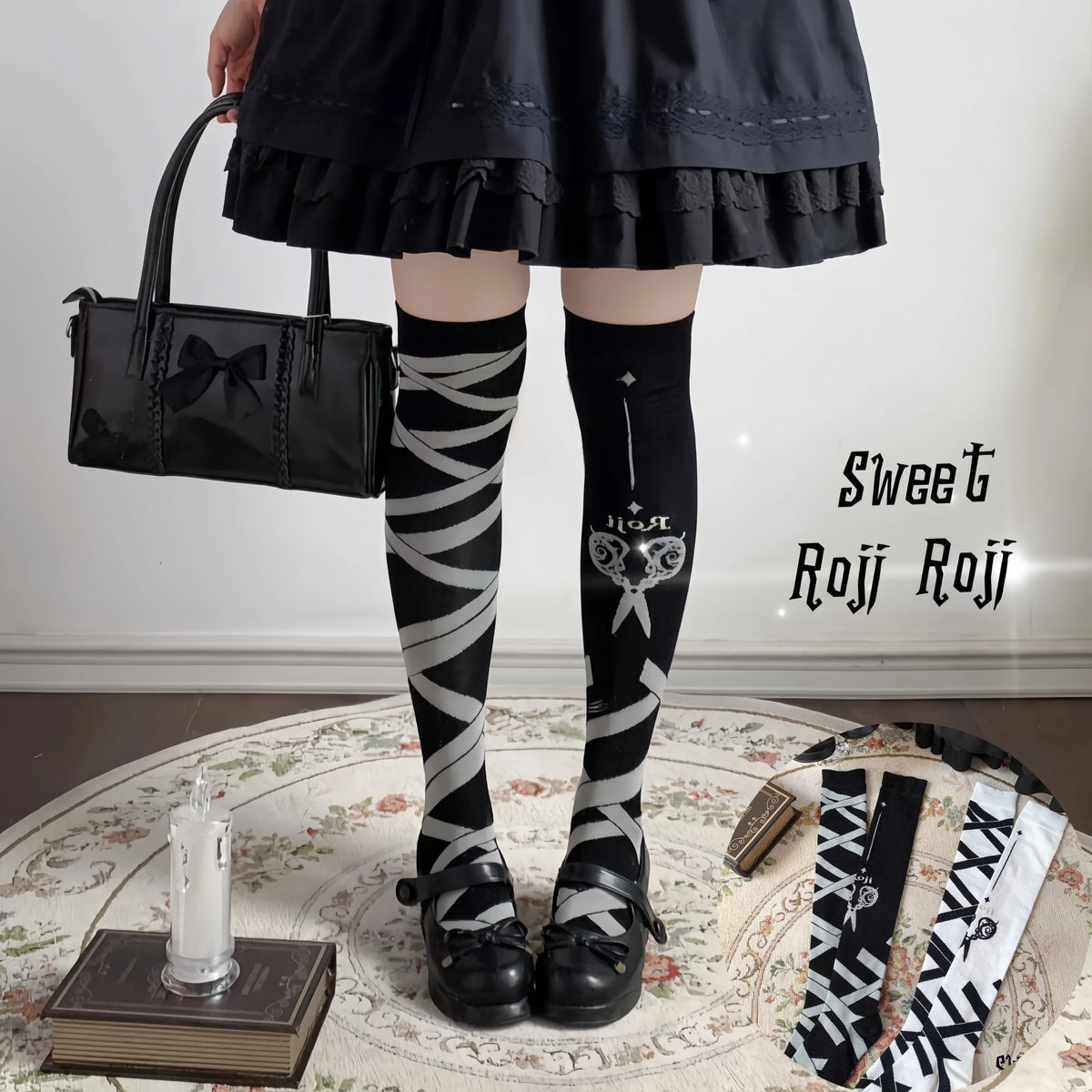 Scissors Lolita Over-the-knee Lace Bow Stockings