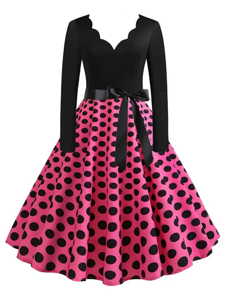 Vintage V Polka Dot Pin Up Dress