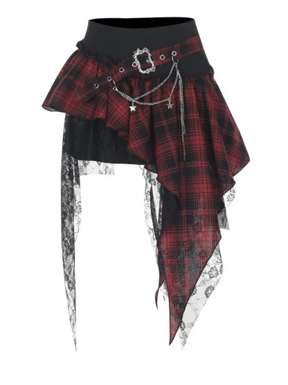 Red Plaid CyberClubbing Skirt
