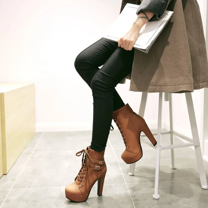 European style cross strap belt buckle boots