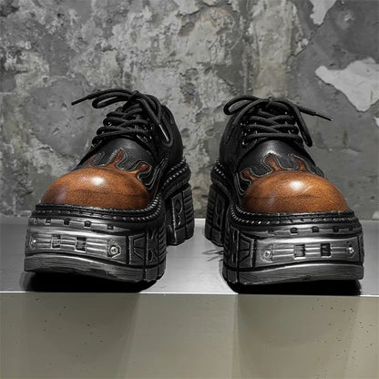 Woman Ankle Boots Lace-up Platform Metal Decor