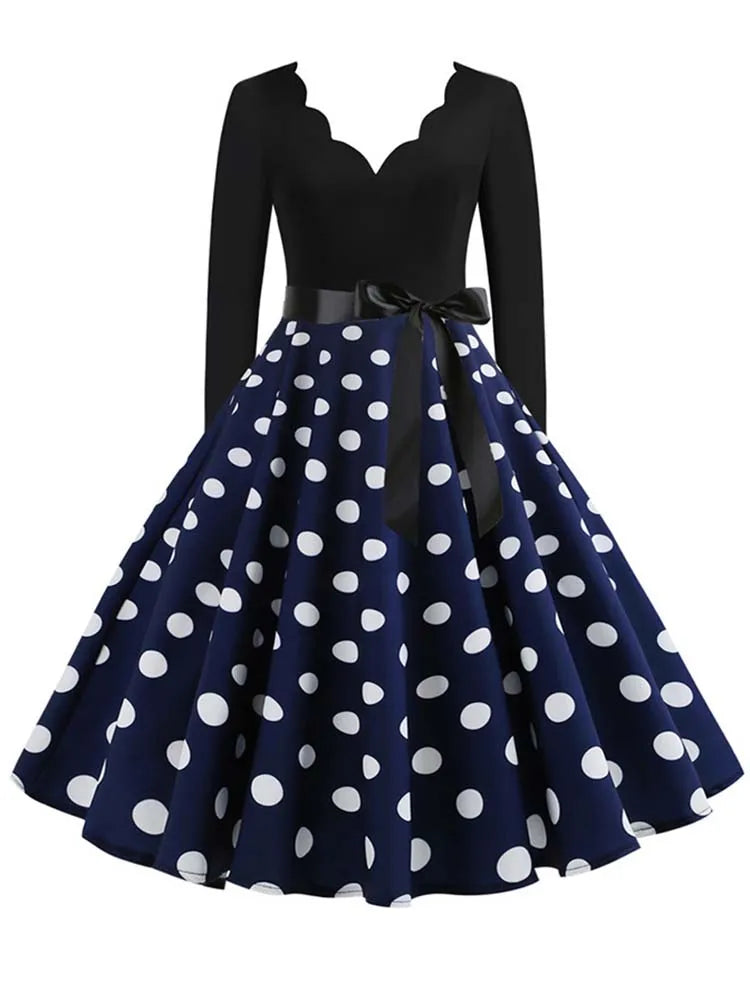 Vintage V Polka Dot Pin Up Dress