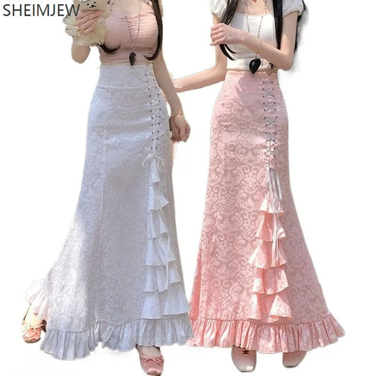Victorian Court Mermaid Long Ruffled Slim Fishtail Skirt