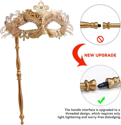 Masquerade Mask with Stick Venetian Mask Mardi Gras
