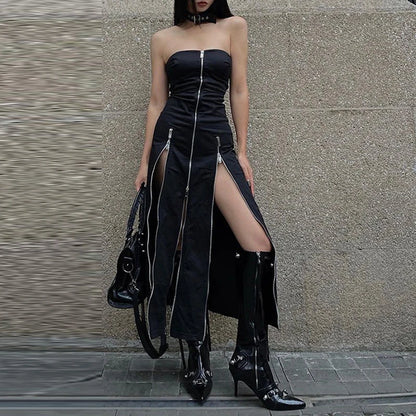 Goth Espionage Black Underground Tube Dress