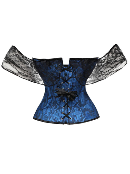 Lace Jacquard Off Shoulder Corset Top Waist Cincher