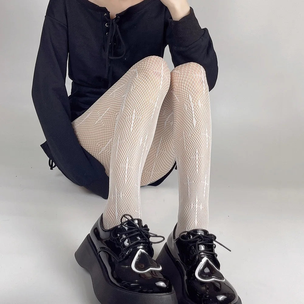 Tights Gothic Cross Print Club Stockings Nylon Socks Fishnet Pantyhose