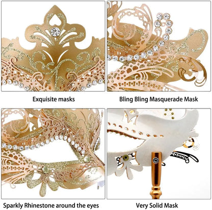 Masquerade Mask with Stick Venetian Mask Mardi Gras