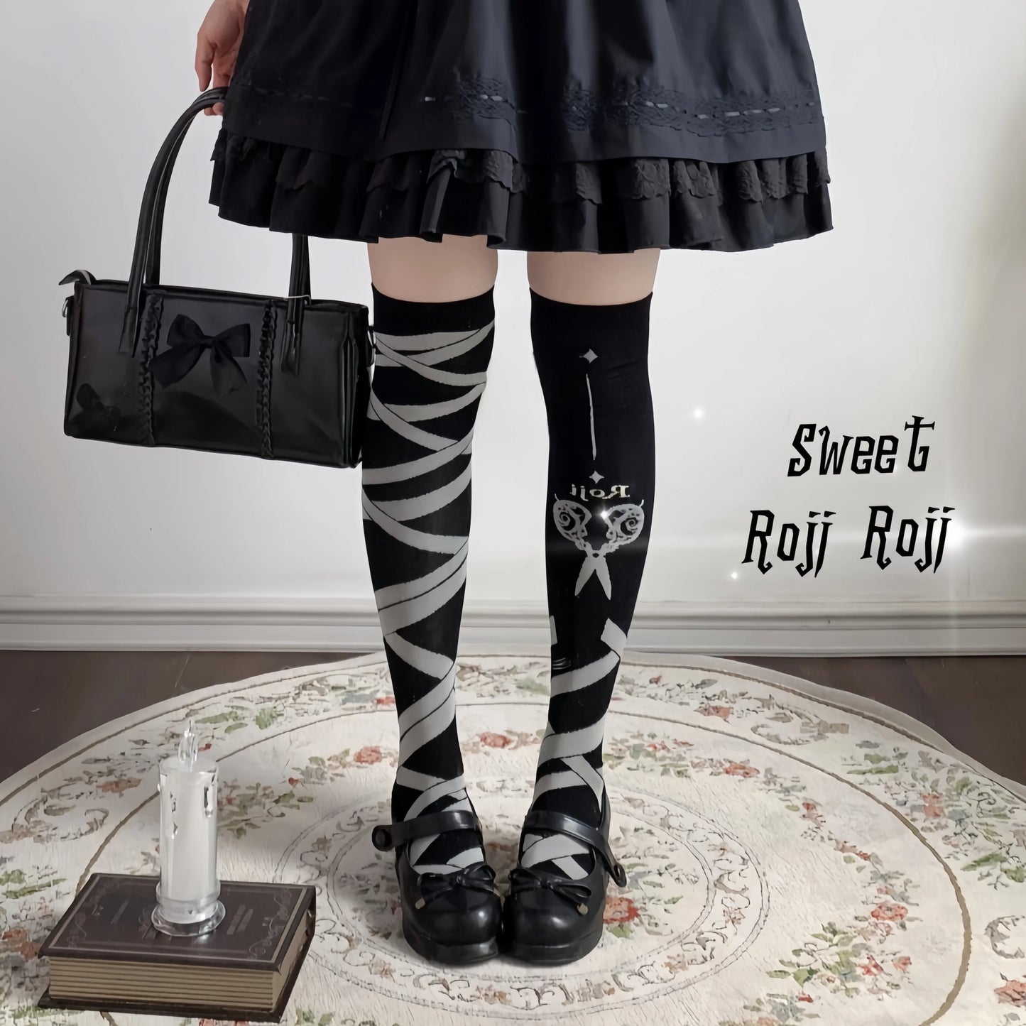 Scissors Lolita Over-the-knee Lace Bow Stockings