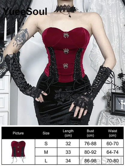 Gothic Lace Mesh Crop Spaghetti Strap Tops