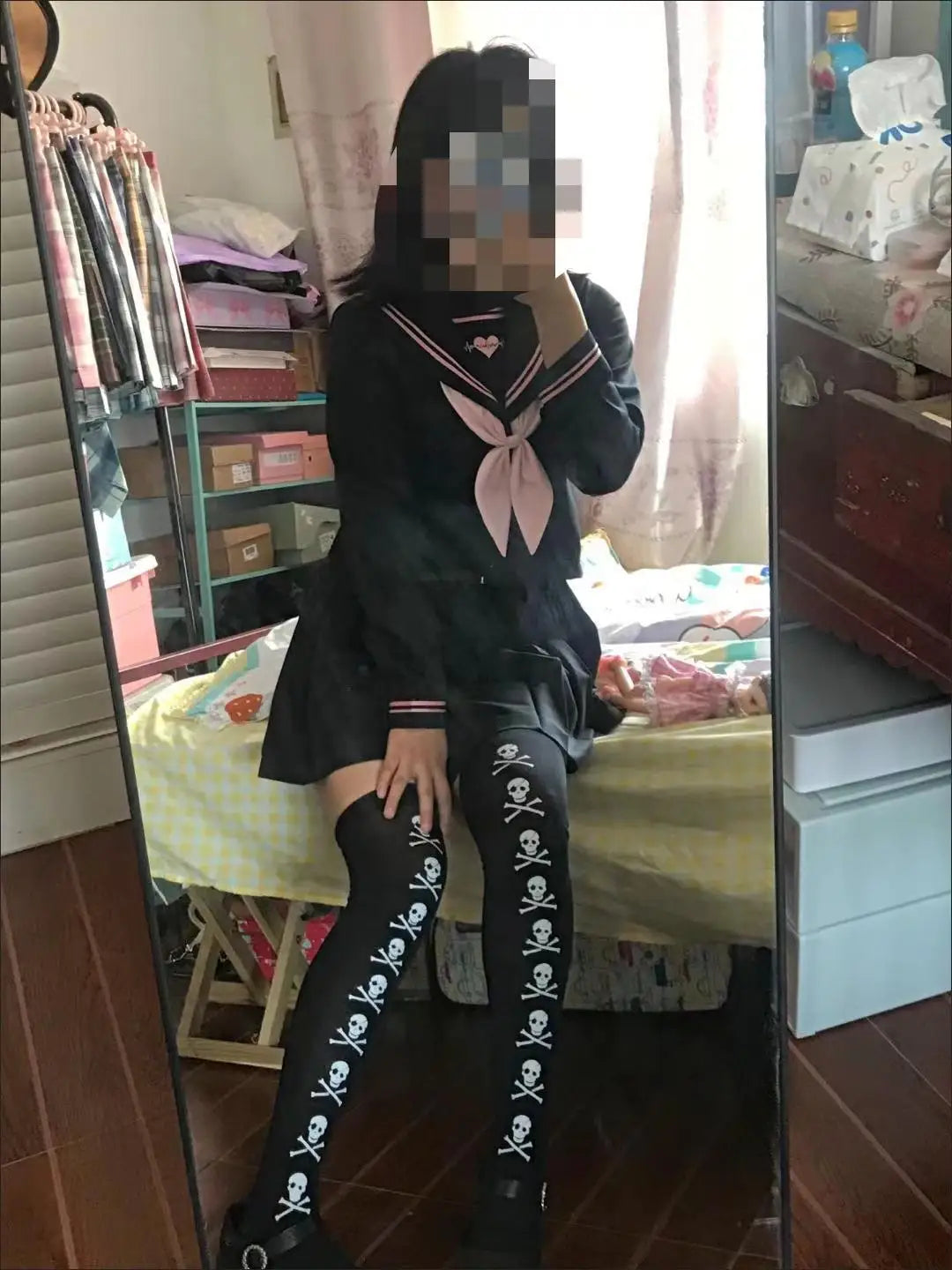 Long Socks Black Goth Stockings Thigh Highs Socks