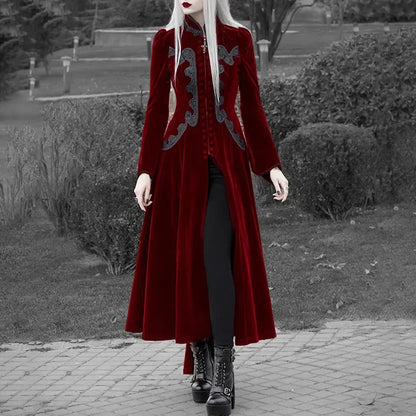 Long Sleeve Velvet Tailcoat Gothic Vampire Medieval