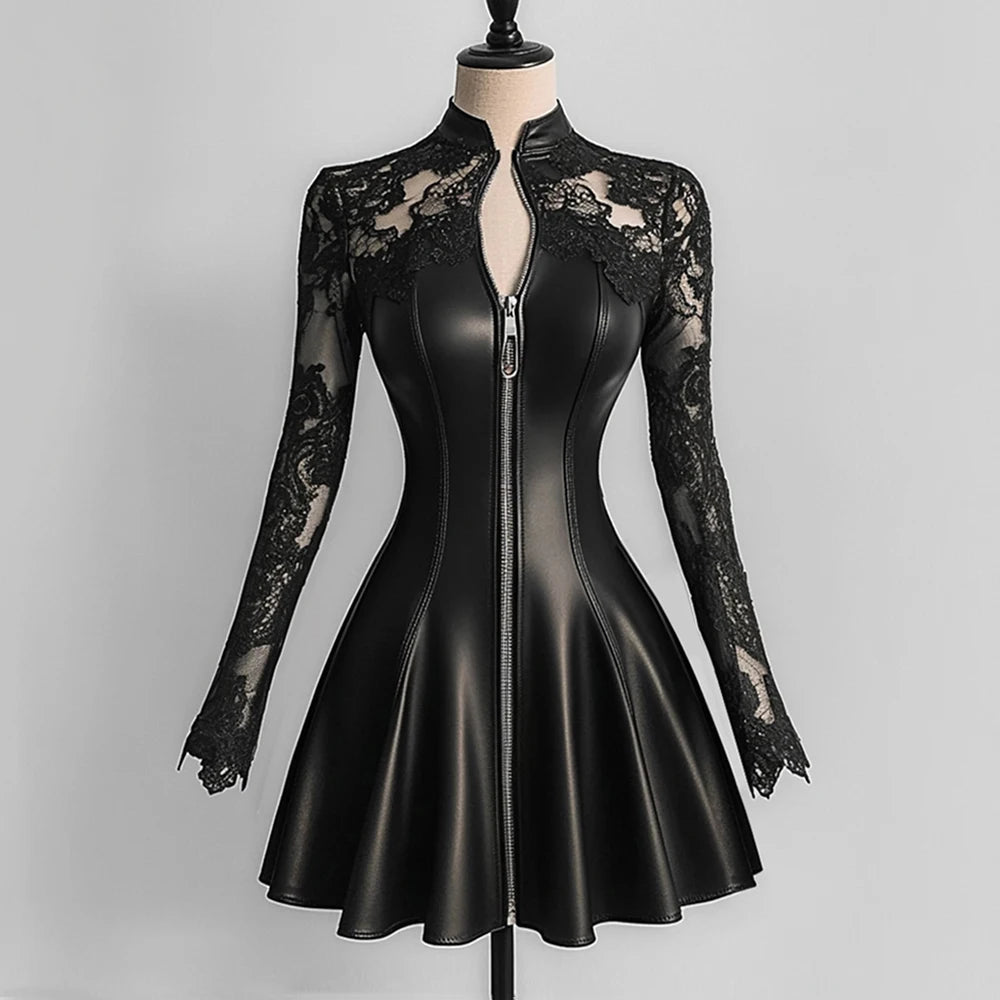 Warrior Rider PU Leather Bodycon Dresses