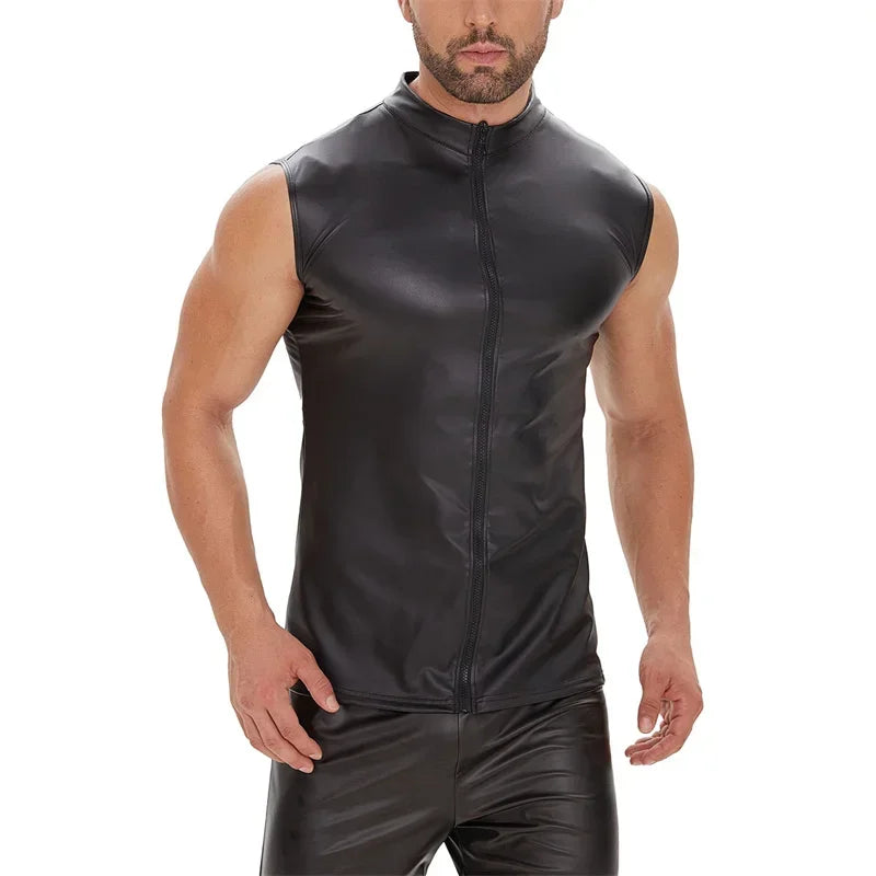 Matte Black Leather StretchVest