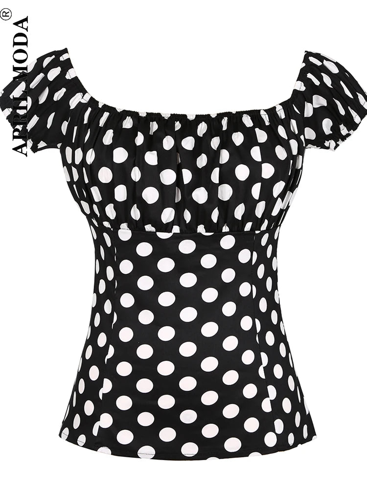 Retro Vintage 50s Polka Dot Pin Up Women's Blouses