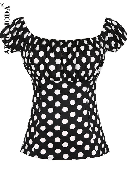Retro Vintage 50s Polka Dot Pin Up Women's Blouses