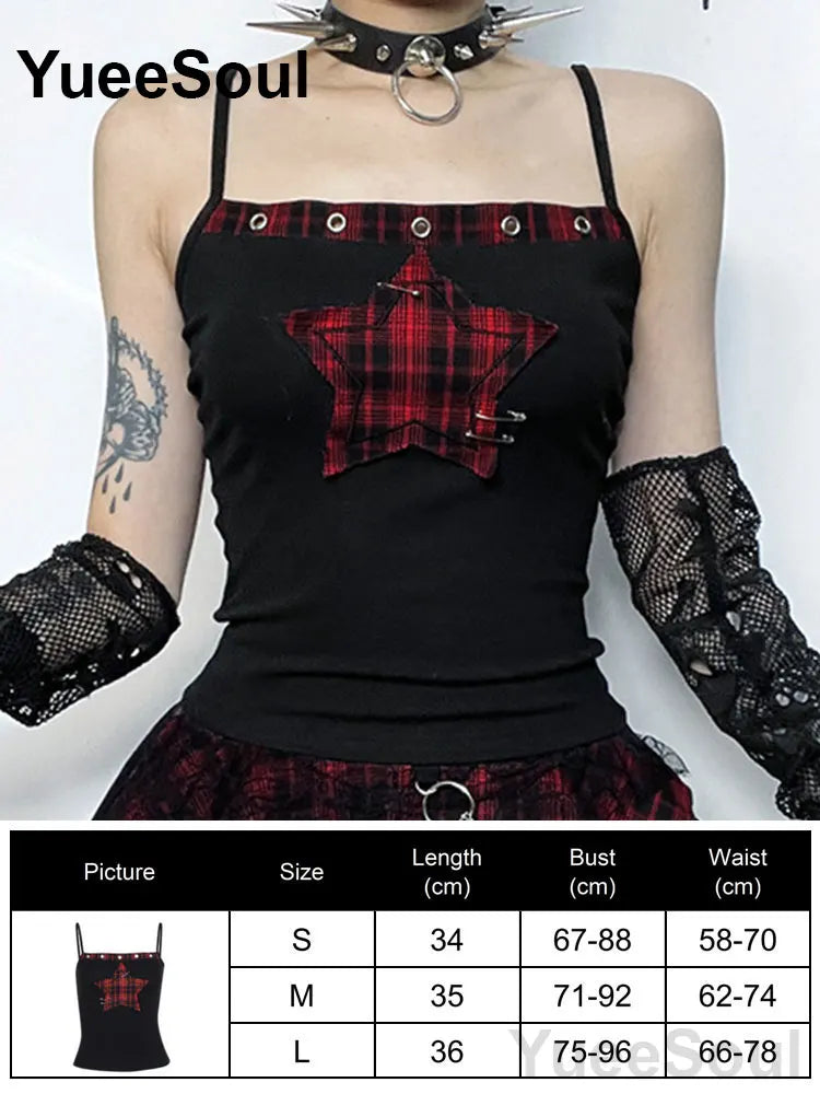 Gothic Lace Mesh Crop Spaghetti Strap Tops
