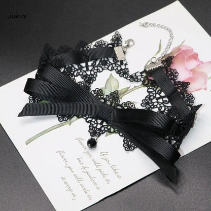 Black Lace Bowknot Choker Vintage Choker Necklace