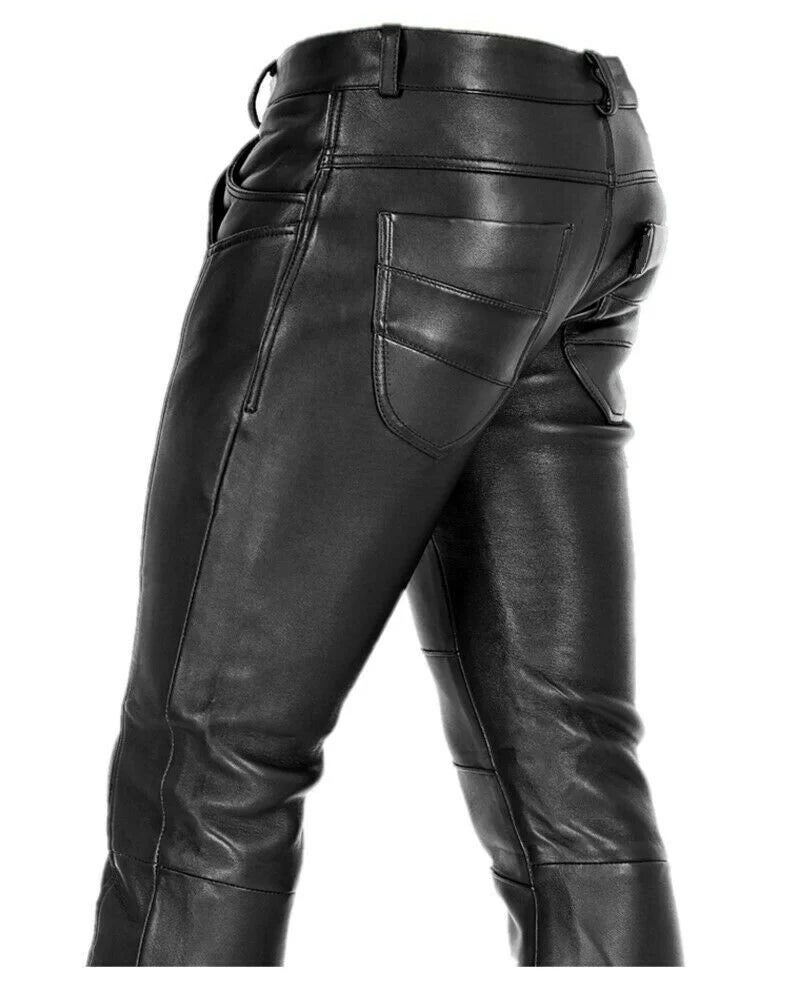 Goth Steampunk Pu Leather Pant Black Motorcycle Slim Legging