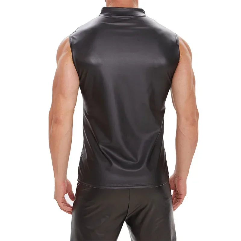 Matte Black Leather StretchVest