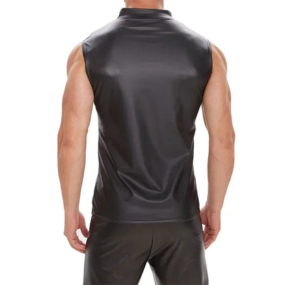 Matte Black Leather StretchVest