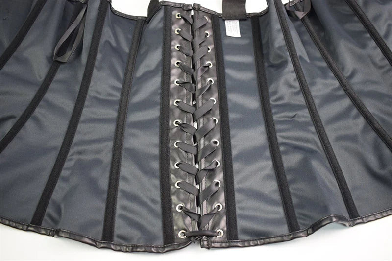 Faux Leather Harness Court Shaper Overbust Corselet Bustier Waist Trainer Vest Corset