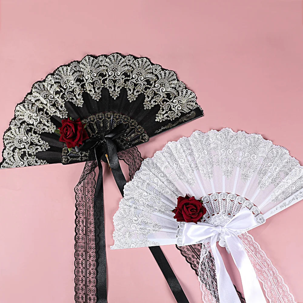 Gothic Victorian Lace Bamboo Fans