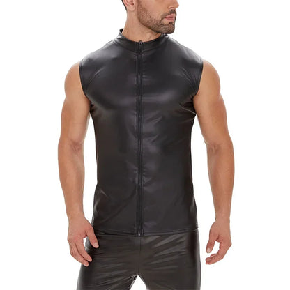 Matte Black Leather StretchVest
