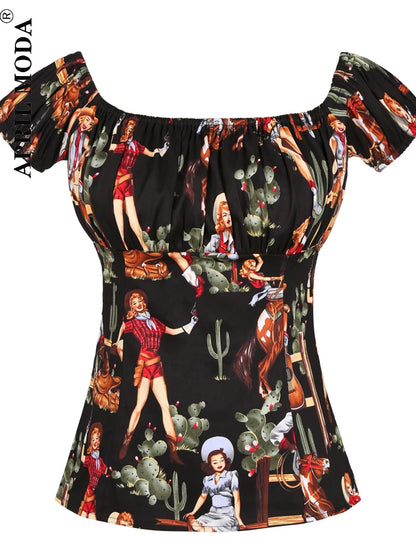 Retro Vintage 50s Polka Dot Pin Up Women's Blouses