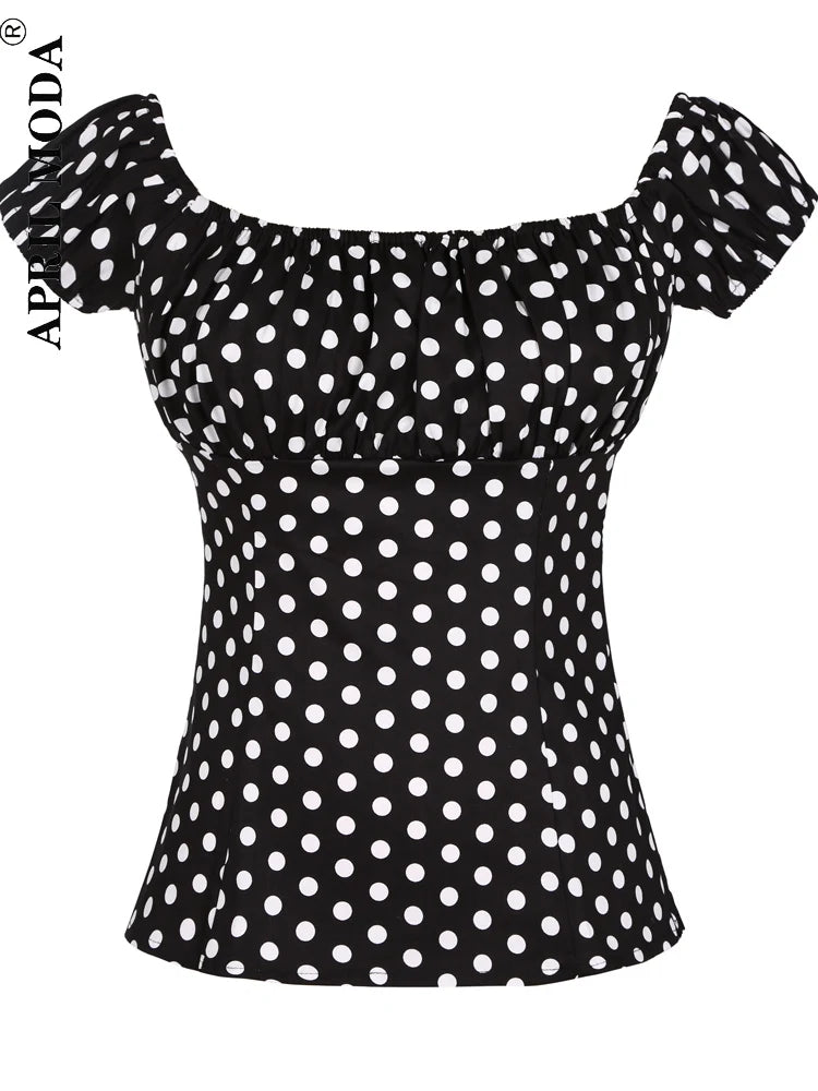 Retro Vintage 50s Polka Dot Pin Up Women's Blouses