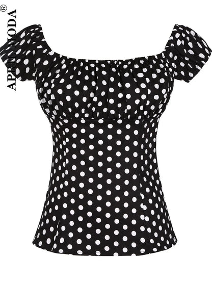 Retro Vintage 50s Polka Dot Pin Up Women's Blouses