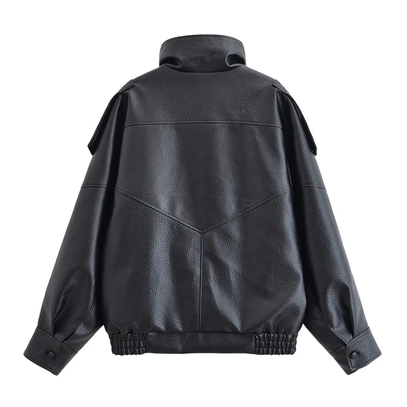 Fall Pebble Faux Leather Jacket