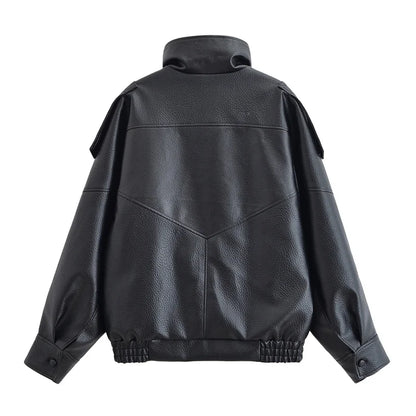 Fall Pebble Faux Leather Jacket