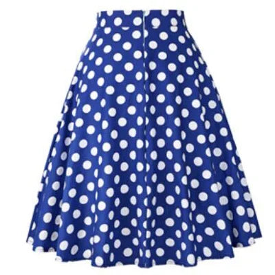 Small Red Polka Dot Midi Summer Pin Up High Waist Retro Vintage Rockabilly 50s Women Skirt