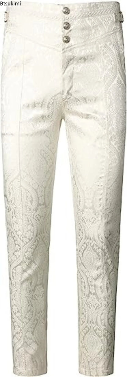 Gothic Pants Vintage Vampire  Steampunk Jacquard Leisure Slim