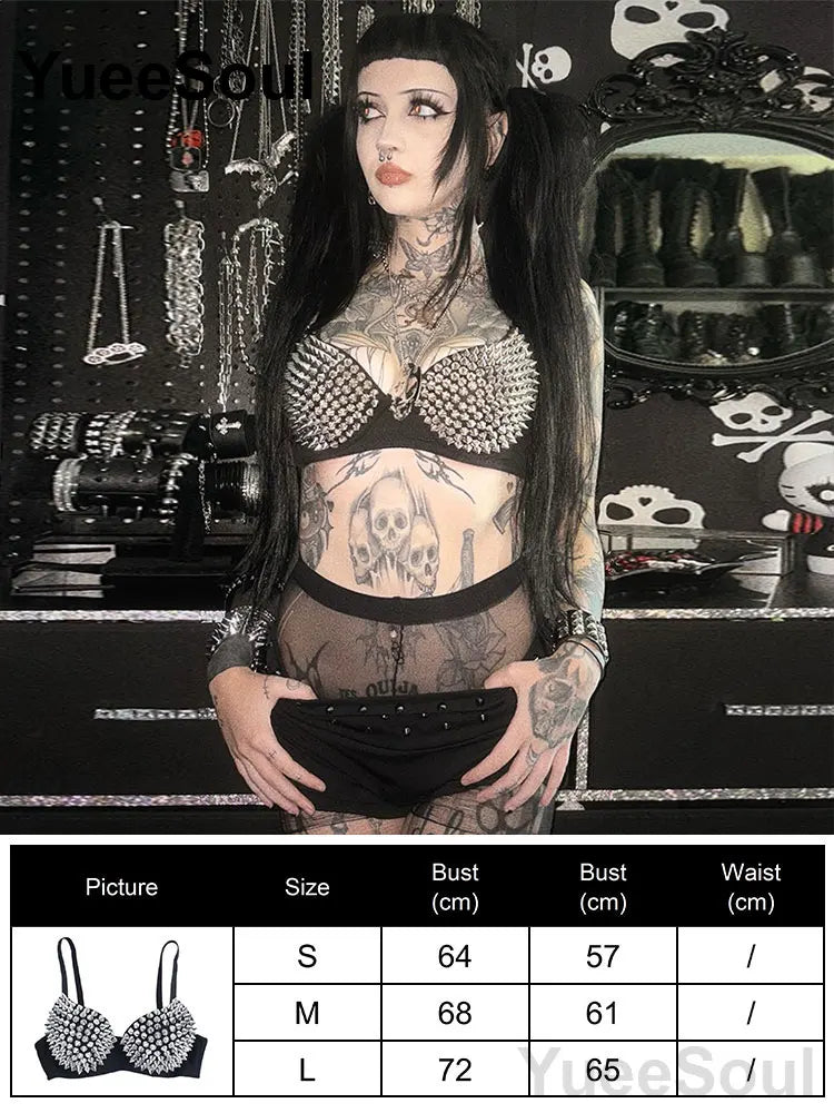 Gothic Lace Mesh Crop Spaghetti Strap Tops
