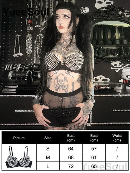 Gothic Lace Mesh Crop Spaghetti Strap Tops