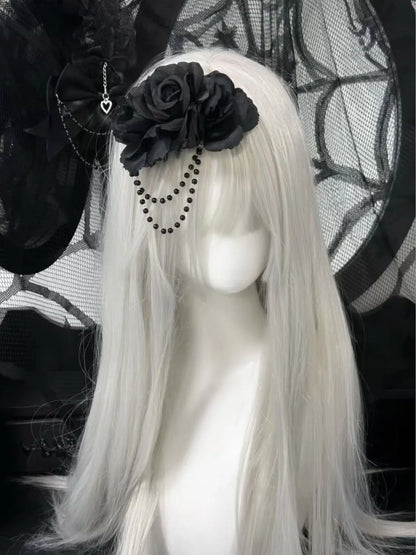 Black Rose Handmade Goth Hairpin
