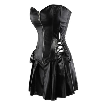 Warrior Princess PU Leather Pleated Dress