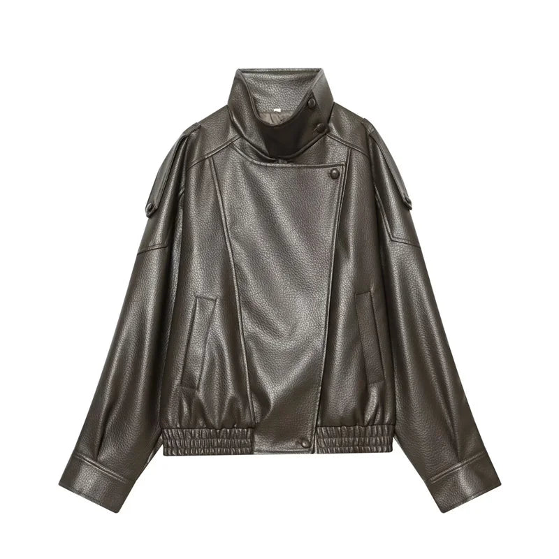 Fall Pebble Faux Leather Jacket