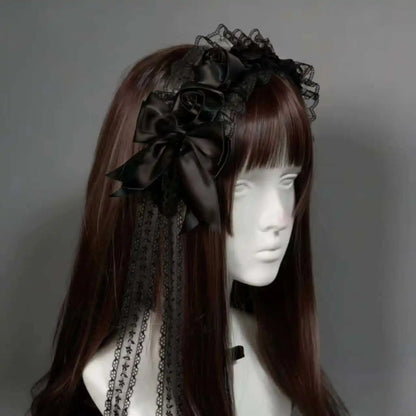 Double Satin Bow with Tassel Bonnet Girl Hair Accessories