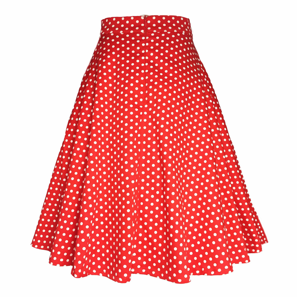 Small Red Polka Dot Midi Summer Pin Up High Waist Retro Vintage Rockabilly 50s Women Skirt