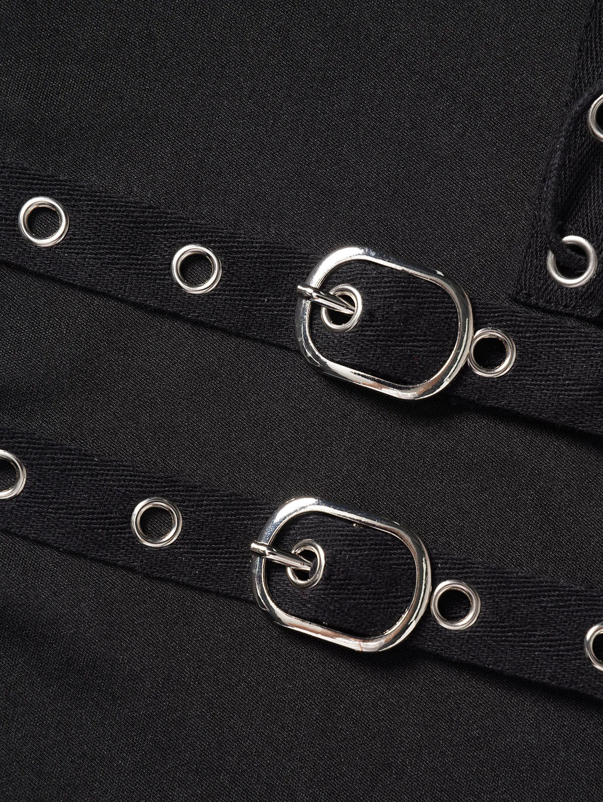 Grommet Buckle Lace Up Elastic Waist Skinny Pants