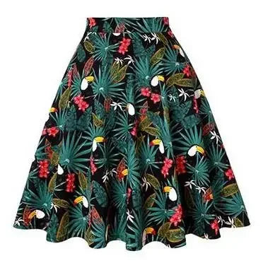 Small Red Polka Dot Midi Summer Pin Up High Waist Retro Vintage Rockabilly 50s Women Skirt